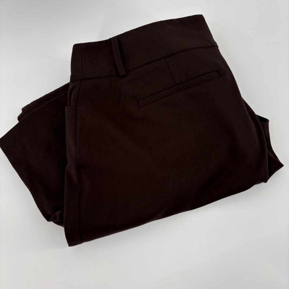 Rafaella Curvy Size 12 Brown Wide Leg Dress‎ Pants Career Stretch Trousers